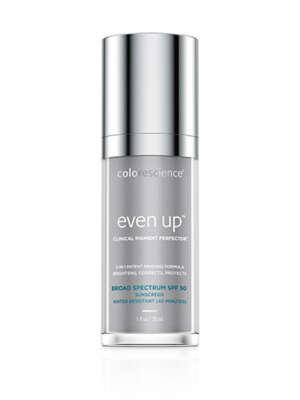 EVEN UP® CLINICAL PIGMENT PERFECTOR® SPF 50 lightly tinted, brightens, protects and corrects your skin.